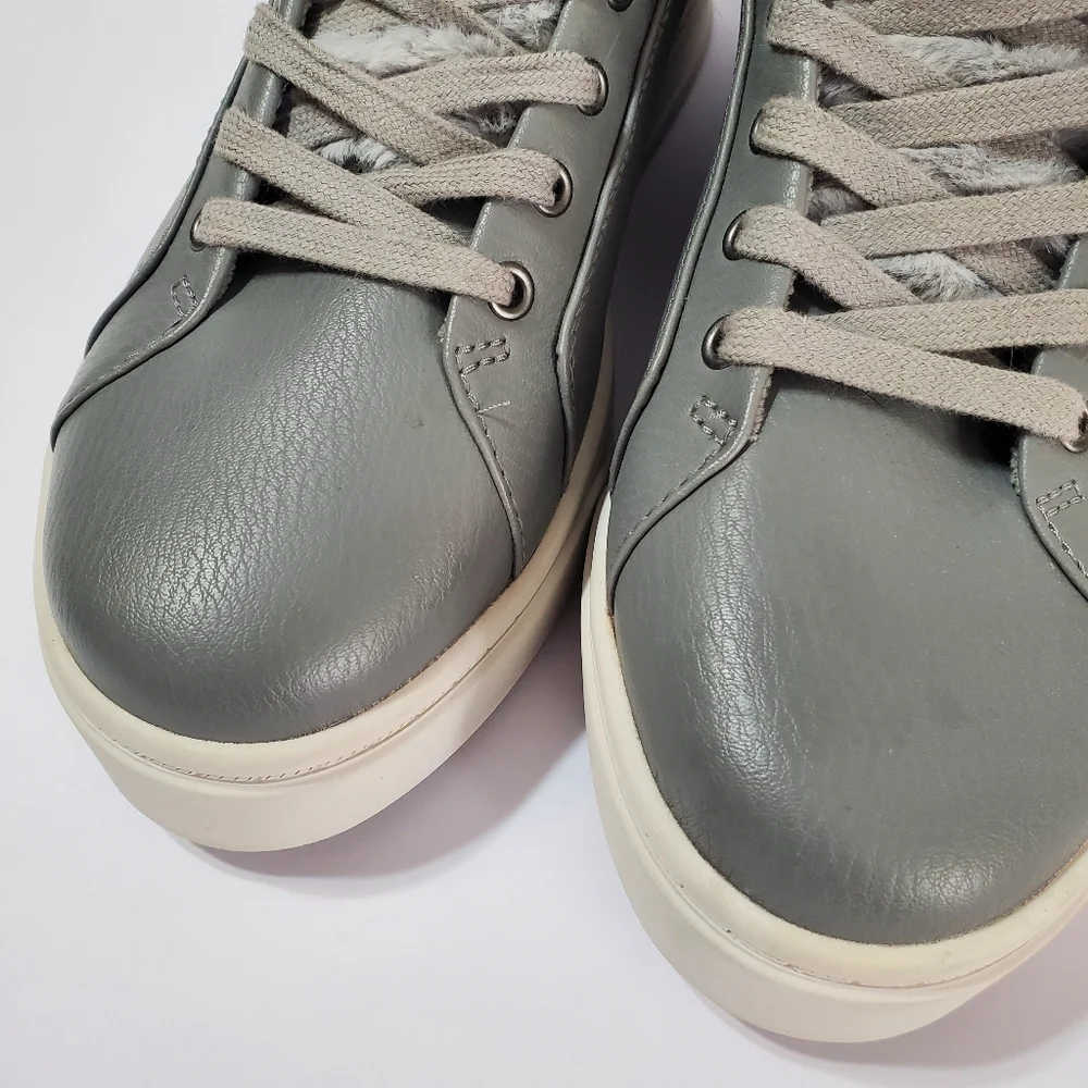 Koolaburra By UGG Women's Gray Sundell Fuzz Faux Fur High-Top Sneakers Size 9